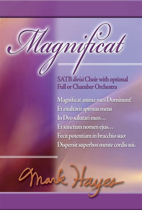 Magnificat For Satb Divisi Choir With Opt Full Or Chamber Orchestra