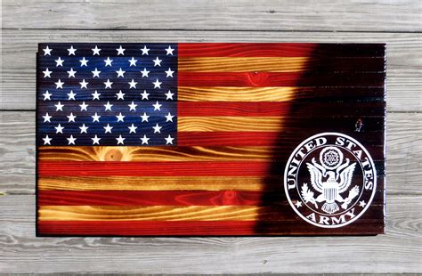 Army Rustic American Wood Flag Army Wooden Flag Army Sign Etsy Wood