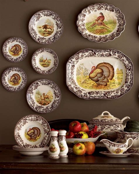 Turkey Salad Plates, Set of Four | Thanksgiving dinnerware, Spode