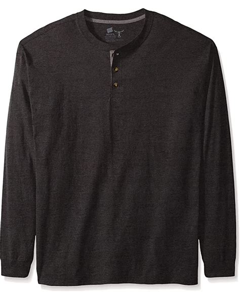 Buy New Hanes Beefy T Long Sleeve Henley Shirts And Tops Free Shipping