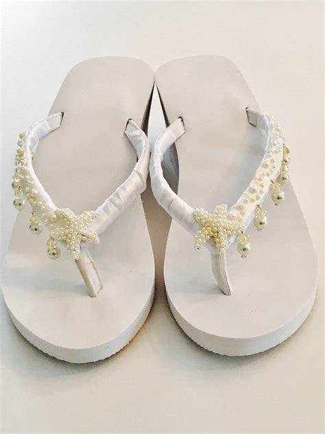 Starfish Wedding Flip Flops Wedding Shoes Bride Shoes Wedges Etsy