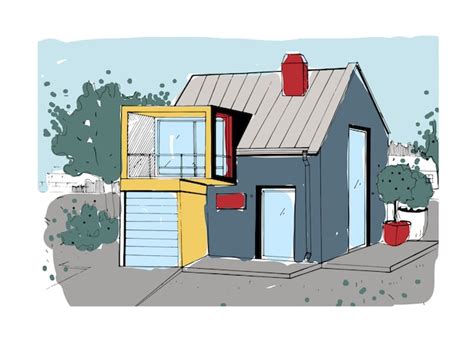 Premium Vector Hand Drawn Cottage Modern Private Residential House
