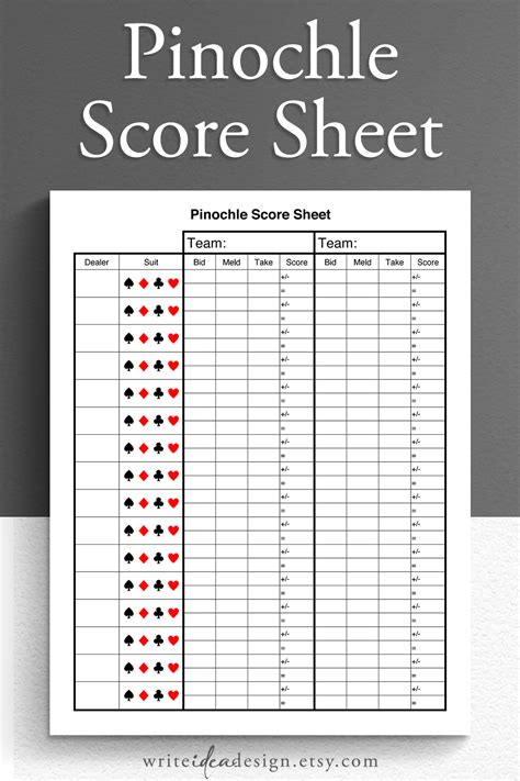 Stay Organized And Track Your Pinochle Game Scores With Our Printable
