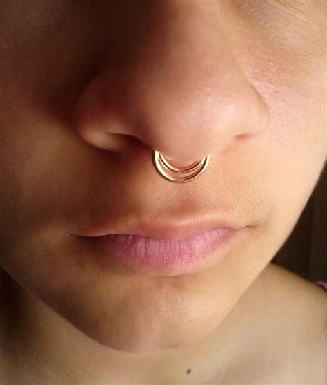 Double Septum Ring Septum Ring Nose Ring Sterling Silver 16g