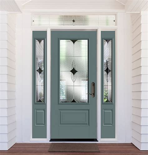 Fiberglass Exterior Doors With Sidelights And Transom Glass Designs