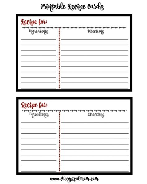 Free Printable Recipe Cards · The Typical Mom