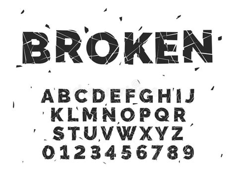Broken Alphabet Crash Font Capital Latin Letters And Numbers Crack