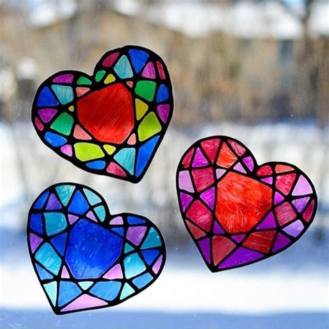 Valentines Sun Catchers Anyone These Stained Glass Heart Sun