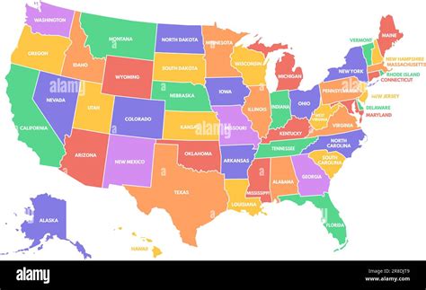 Colorful Usa Map United States Of America Regions With Different