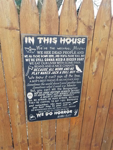Custom Carved Wooden Sign In This House We Do Horror