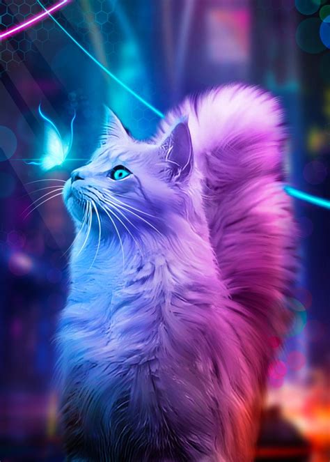 Cat Cyberpunk Poster By Sinnois Displate