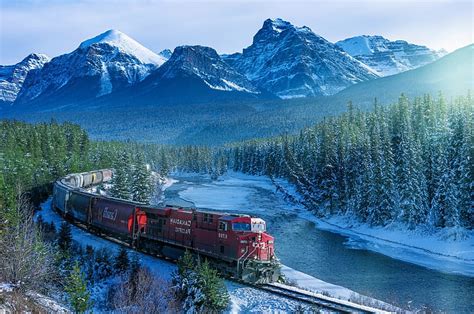 Online Crop Hd Wallpaper Train Canada Landscape Mountain Trees Snow