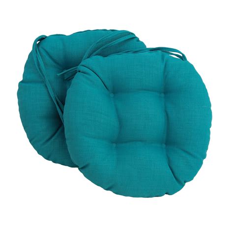 16 inch outdoor spun polyester tufted chair cushion set of 2 aqua blue