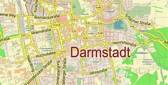 Darmstadt Germany PDF Vector Map: City Plan Low Detailed (for small ...