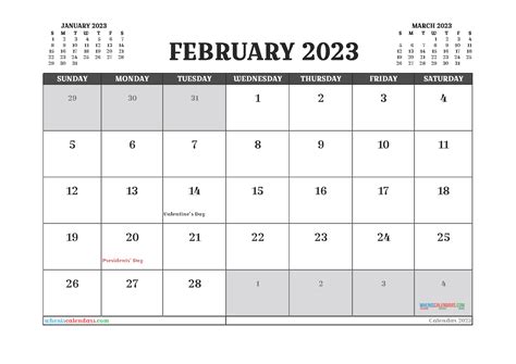 Free Printable February 2023 Calendar 12 Templates