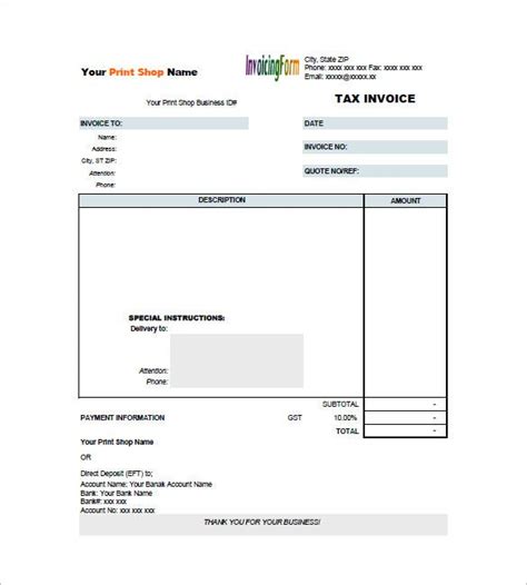 Tax Invoice Template 23 Word Excel Pdf Format Download
