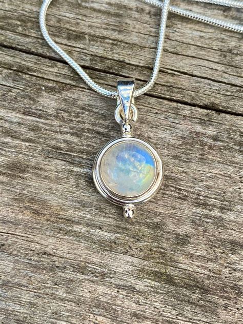 Rainbow Moonstone Necklace In Sterling Silver Etsy