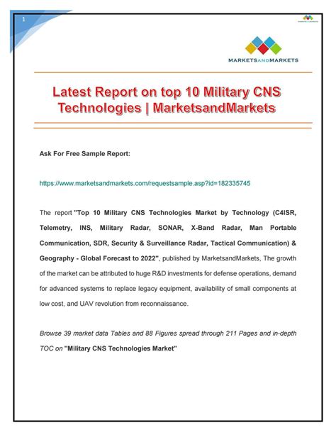 Latest Report On Top 10 Military Cns Technologies Marketsandmarkets