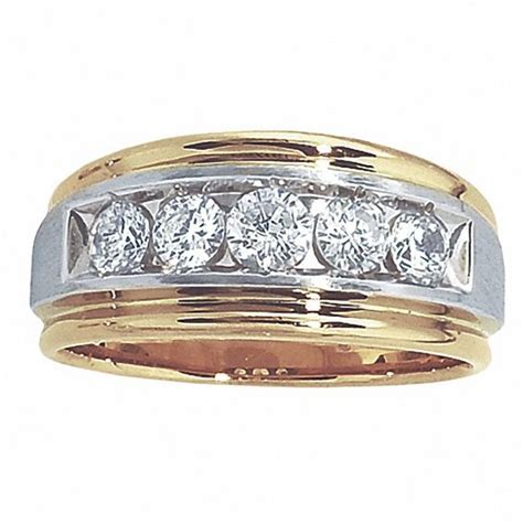 Men S Ct T W Diamond Wedding Band In K Two Tone Gold View All