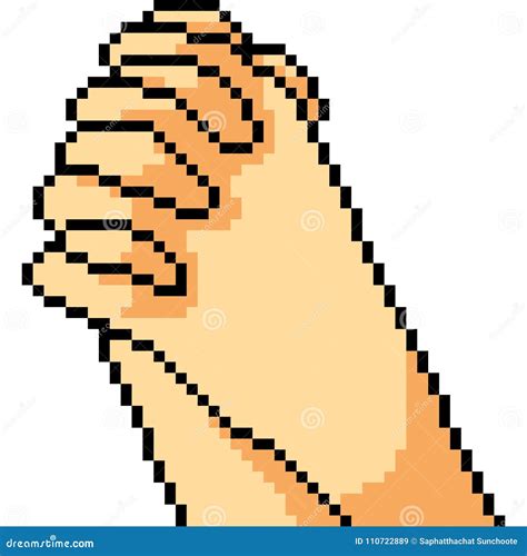 Vector Pixel Art Hand Gesture Pray Stock Vector Illustration Of