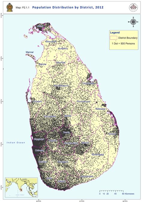 Sri Lanka Distribution De Population 2012 • Map •