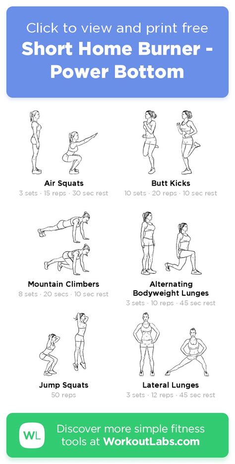 Short Home Burner Power Bottom Click To View And Print This Illustrated Exercise Plan