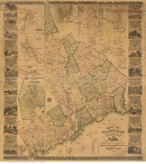 Fairfield County Connecticut 1858 Old Map Reprint Old Maps