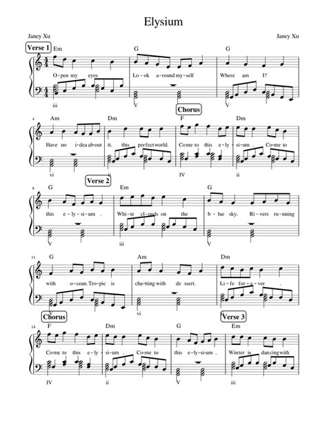 Elysium Sheet Music For Piano Solo