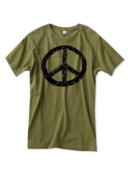 Peace Sign Shirt Mens Army Green Tshirt 90s Mens Peace Shirt