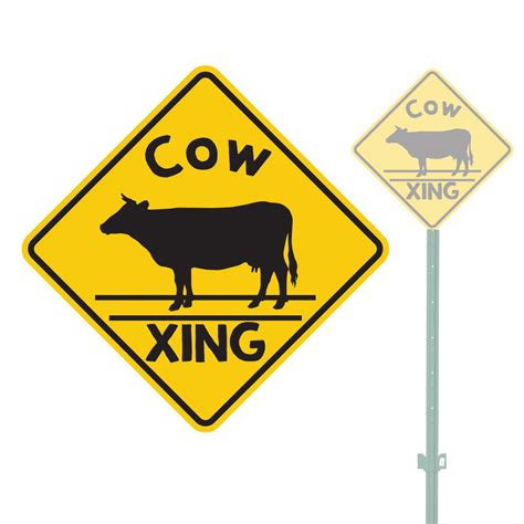 Cow Crossing Animal Heavy Duty Aluminum Warning Parking Sign Etsy