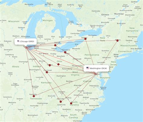 Flights From Washington To Chicago Dca To Ord Flight Routes
