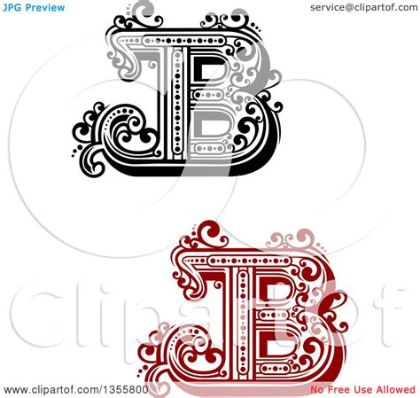 Clipart Of Retro Red Black And White Capital Letter B Designs With