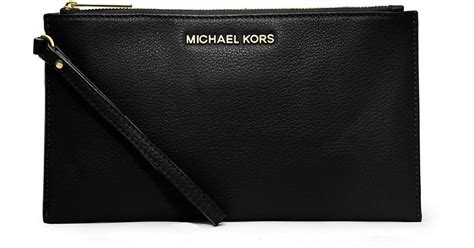 Michael Michael Kors Bedford Large Leather Zip Clutch In Black Lyst