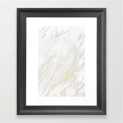 Buy Elegant White And Gold Metallic Marble Framed Art Print By