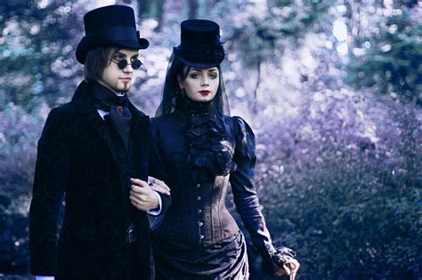 Victorian Gothic Couple Costume Designer Katherine Baumgertner Cute Goth Dark Beauty