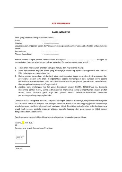 Detail Contoh Surat Pakta Integritas Perusahaan Koleksi Nomer My Xxx
