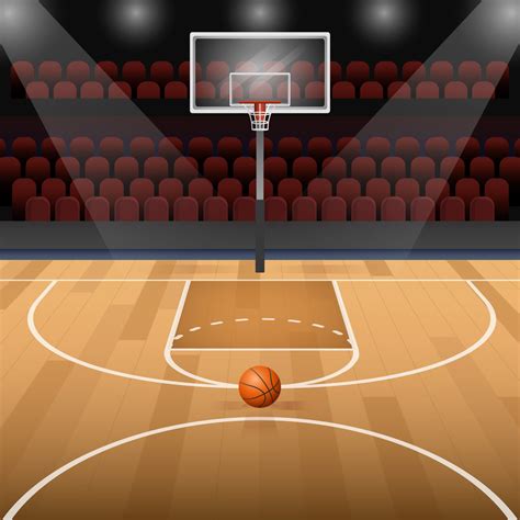 Basketball Court With Basketball Vector Illustration