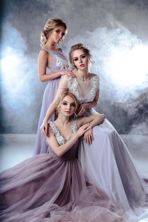 Bride Blonde Young Women In A Modern Color Wedding Dress With Elegant