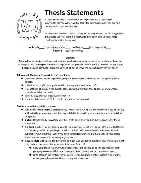 Perfect Thesis Statement Templates Examples Templatelab