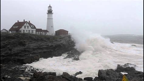 Nice Wave From Hurricane Irene Hits Portland Head Light