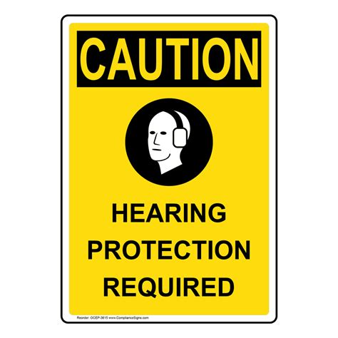 Portrait Osha Hearing Protection Required Sign With Symbol Ocep 3615