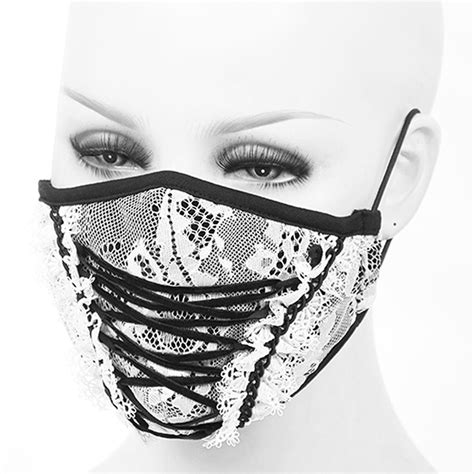 White And Black White Lace Face Mask By Devil Fashion The Dark Store