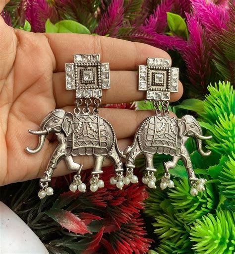 German Silver Indian Jewelry For Women Oxidized Earrings Etsy