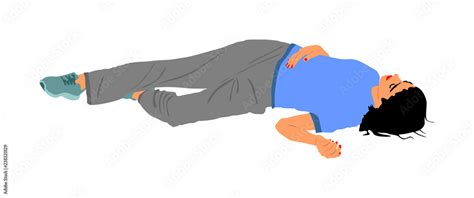 Vecteur Stock Dead Girl Lying On The Sidewalk Vector Illustration