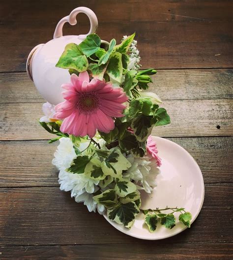 Floating Pouring Teacup Floral Arrangement From Ditsy Teacups Tea