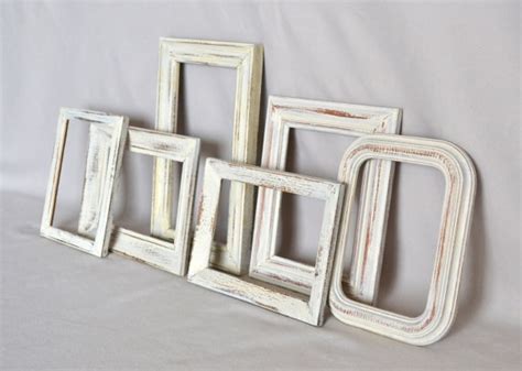 Shabby Chic White Wooden Distressed Frames Set By Shabbychiclife 40
