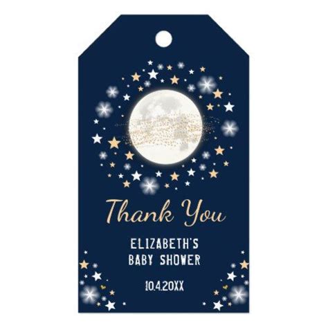 Navy Gold Moon Baby Shower Favors Twinkle Star Gift Tags Zazzle Com
