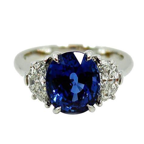Tiffany And Co 599 Carat Natural Blue Sapphire Diamond Platinum Ring
