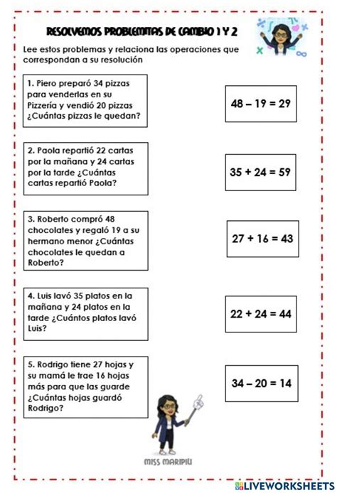 Problemas De Cambio 1 Y 2 Worksheet Live Worksheets