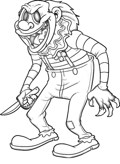 Coloring Pages Of Killer Clowns Clown Coloring Evil Printable Happy